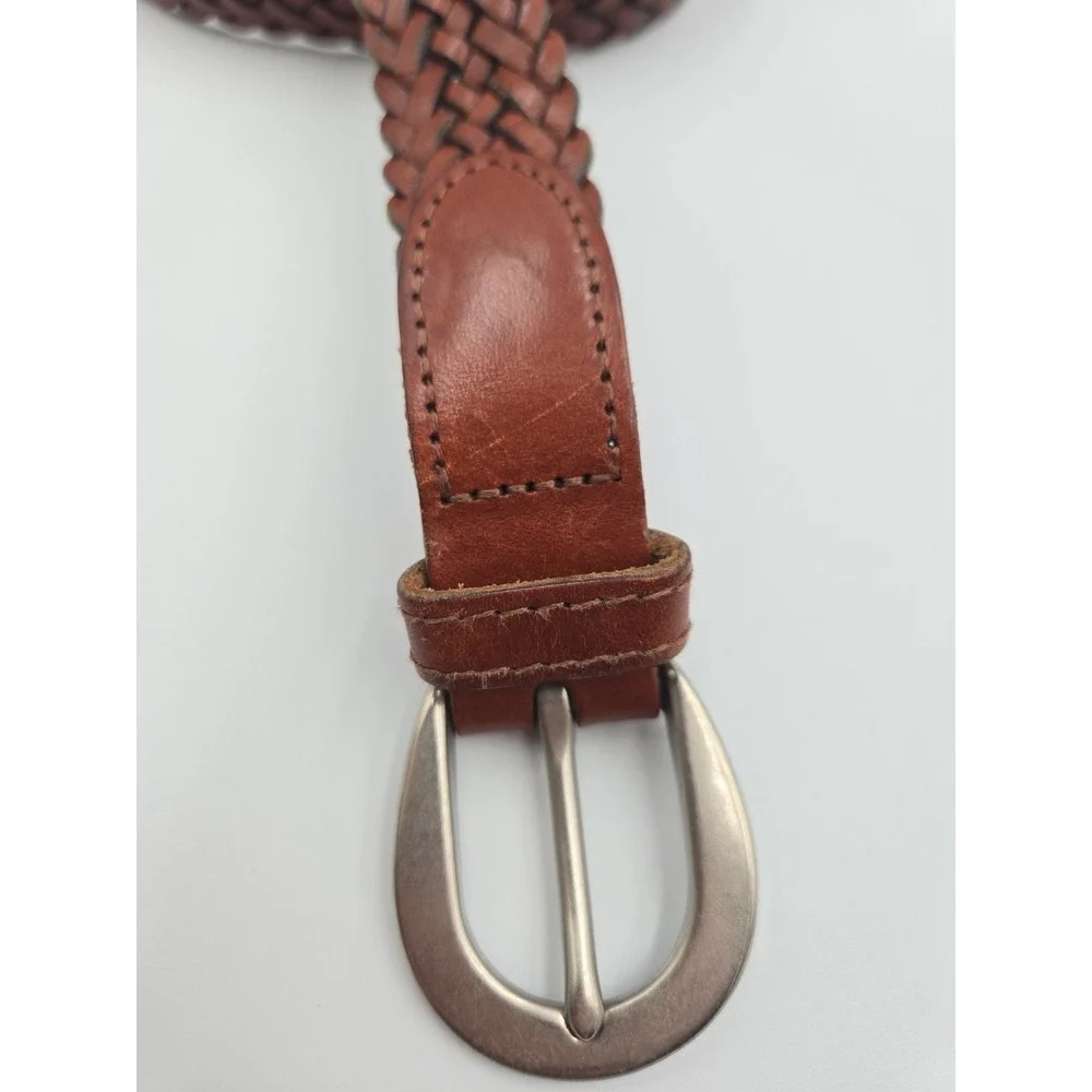 Vintage COACH 8518 Braided Woven Leather Small Mocha Brown Satin Silver Hardware